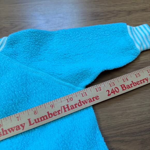 Baby Infant Toddlers Vintage 70's JcPenney Blue Fleece Owl Footed Pajamas Sz 12M - Picture 8 of 9